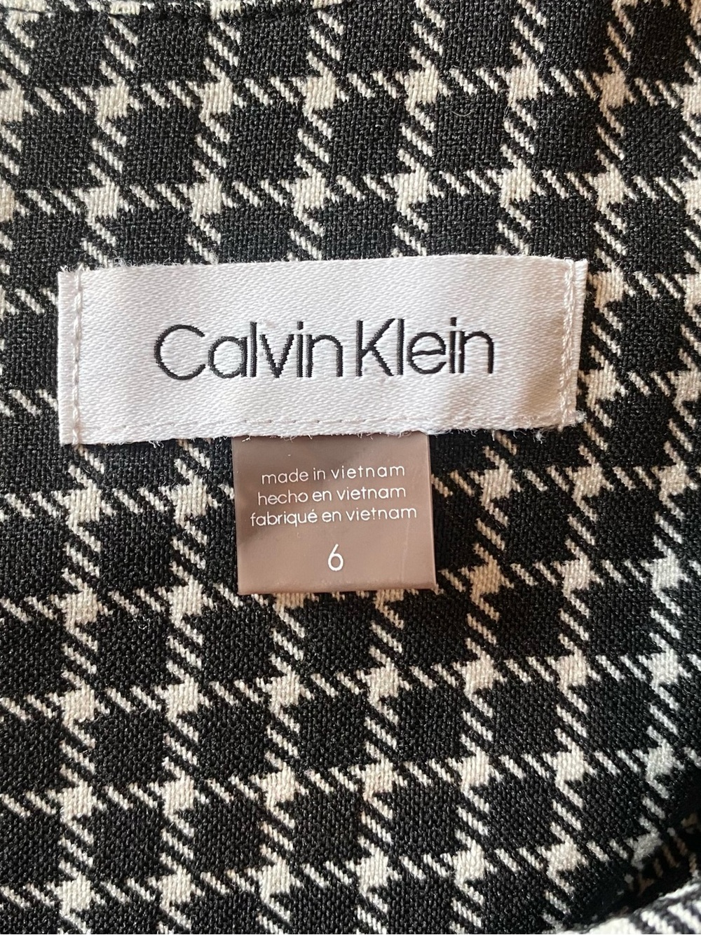 Calvin Klein Black and White Checked Midi Sheath Dress - Picture 4 of 4